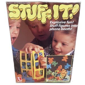 Vintage 1982 STUFF IT - game. Toddler soft plush & phone booth game